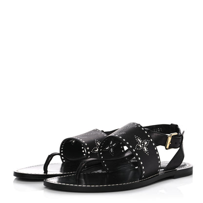 Louis Vuitton Soft Calfskin Perforated Horizon Flat Sandals 38 Black 3 of 10