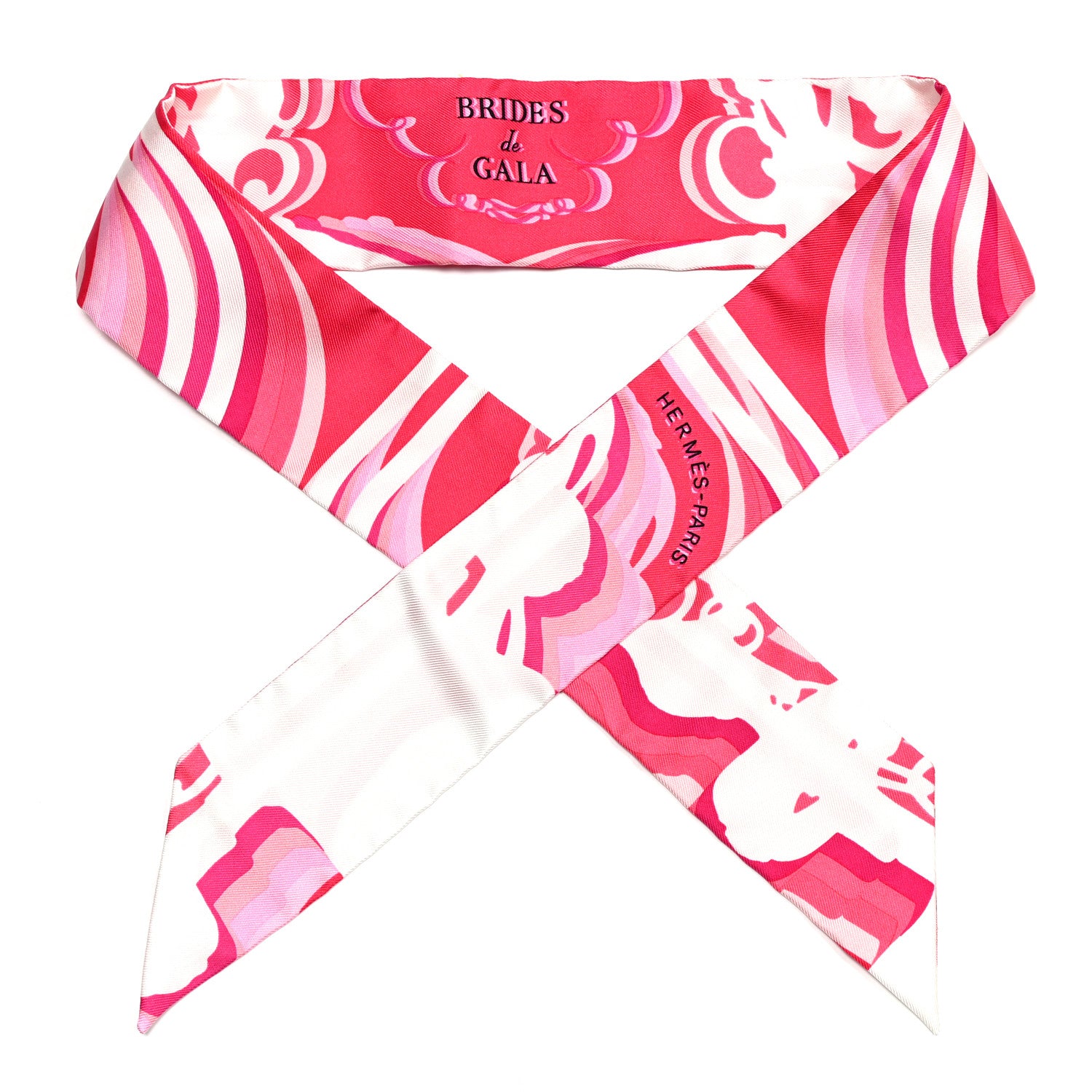 Hermes Silk Brides de Gala Shadow Twilly Rose White Fuchsia 2 of 4