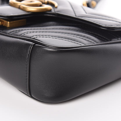 Gucci Calfskin Matelasse Mini GG Marmont Shoulder Bag Black 9 of 11
