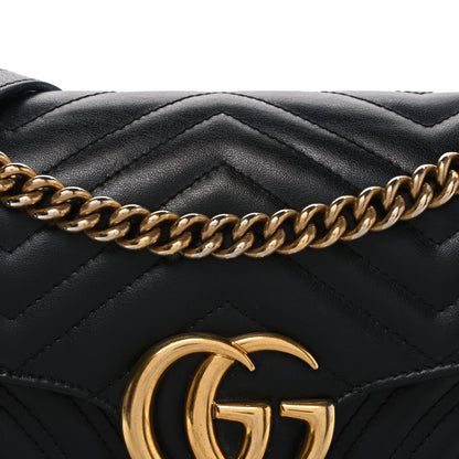 Gucci Calfskin Matelasse Small GG Marmont Shoulder Bag Black 8 of 11