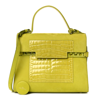 Delvaux Suede Crocodile Tempete Satchel Green 1 of 15