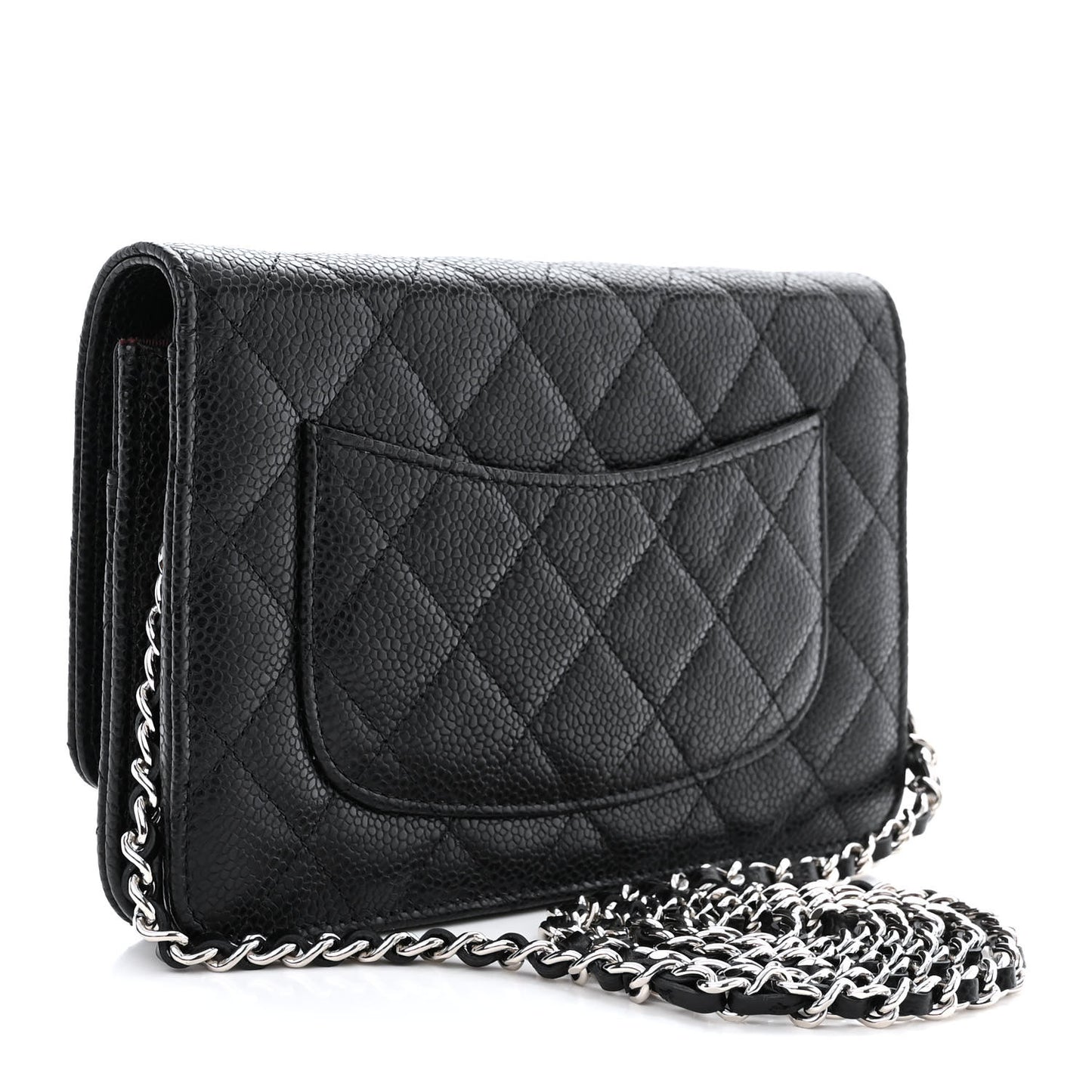 Caviar Quilted Wallet on Chain WOC Black