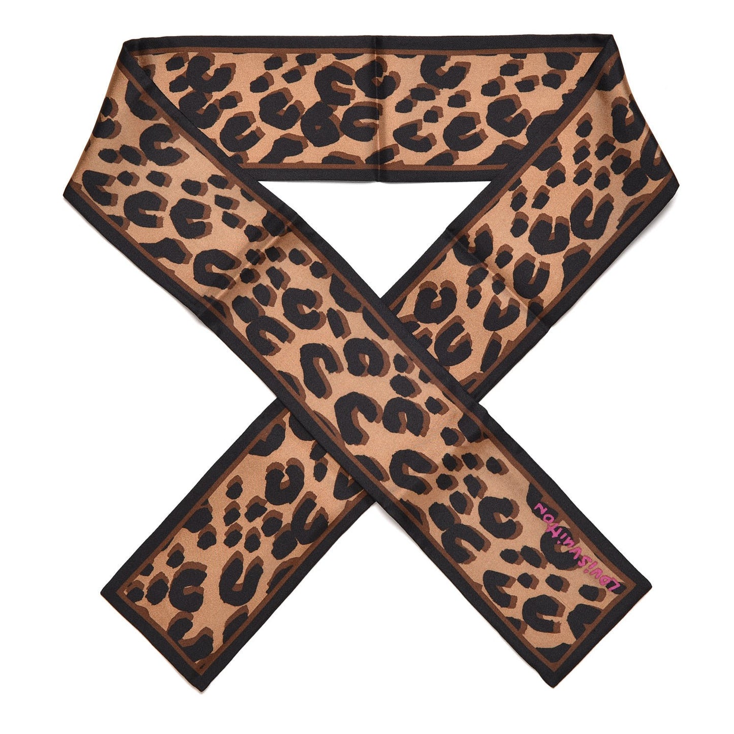 Silk Leopard Bandeau Scarf Marron