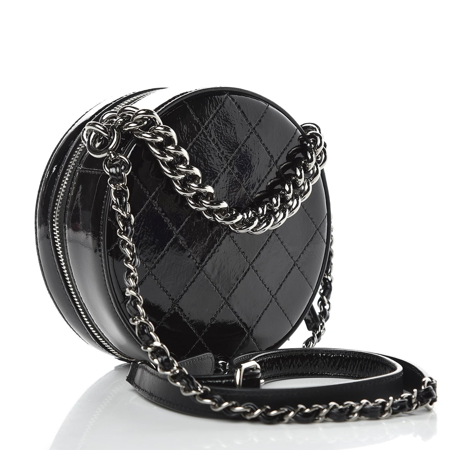 Patent Round As Earth Evening Bag Black