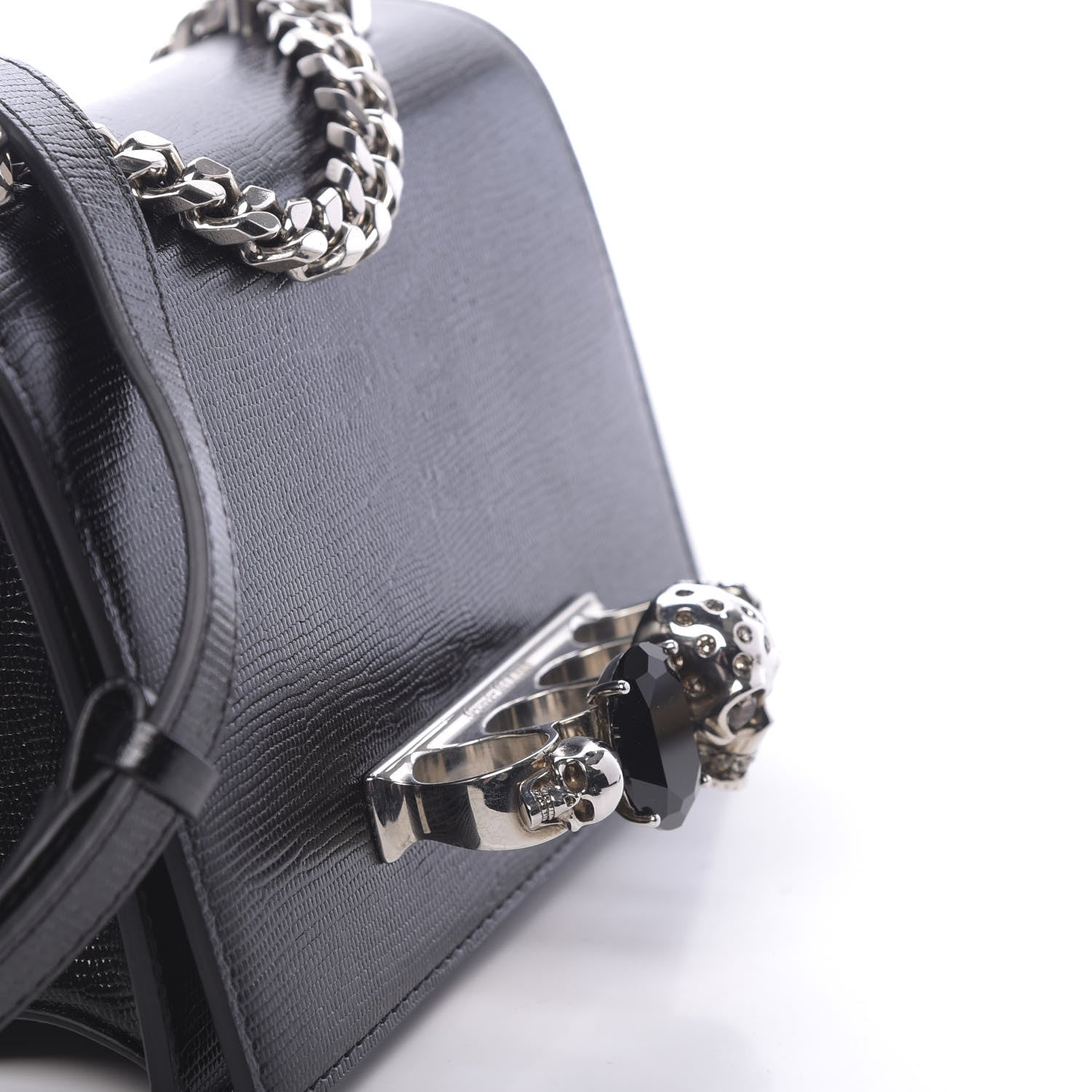 Alexander McQueen Lizard Embossed Calfskin Knuckle Crossbody Black 12 of 12