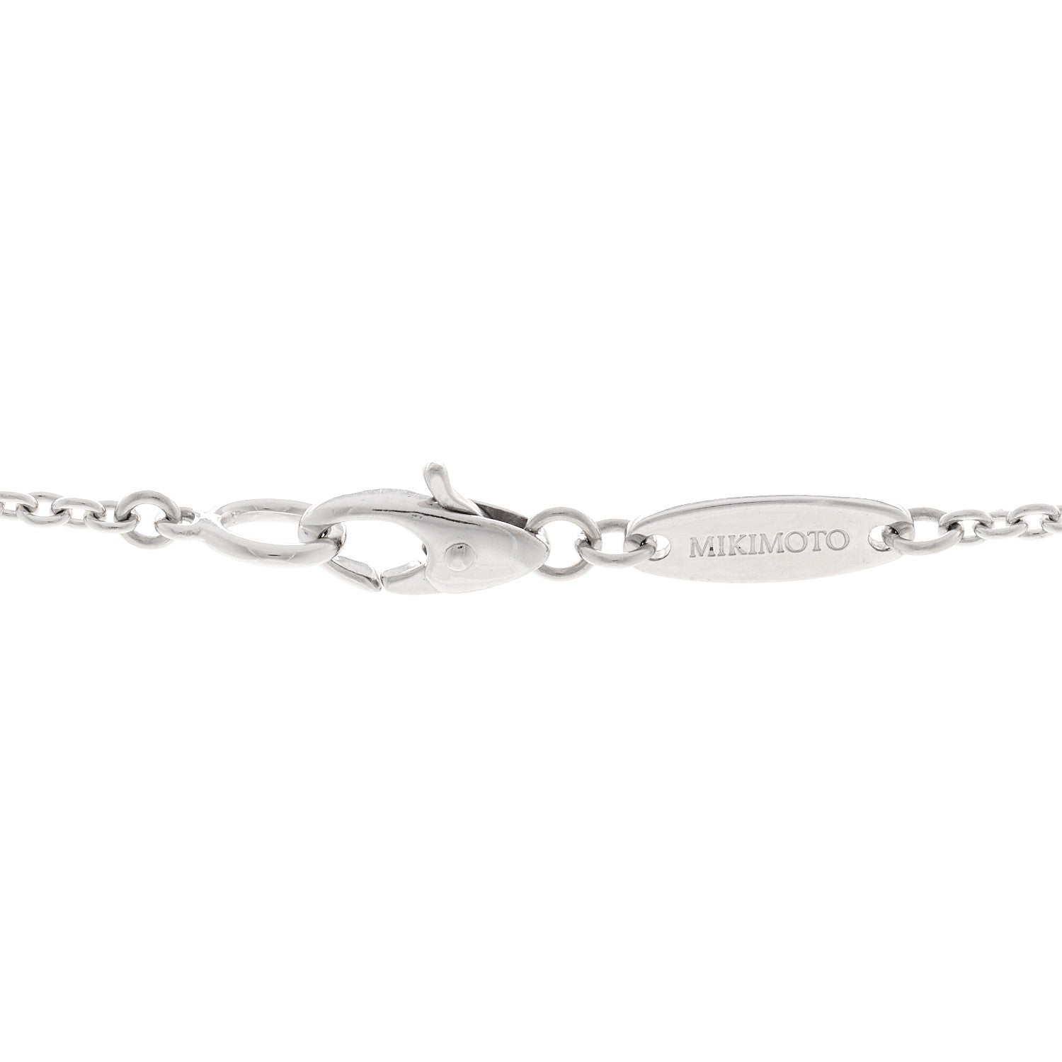 Mikimoto 18K White Gold Diamond Akoya Cultured Pearl 8mm Ribbon Drop Pendant Necklace 4 of 5