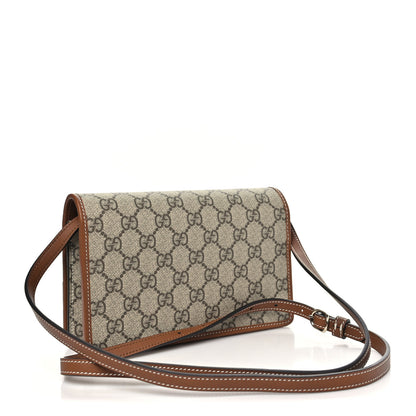 Gucci GG Emblem Monogram Wallet With Strap Beige Brown 3 of 10