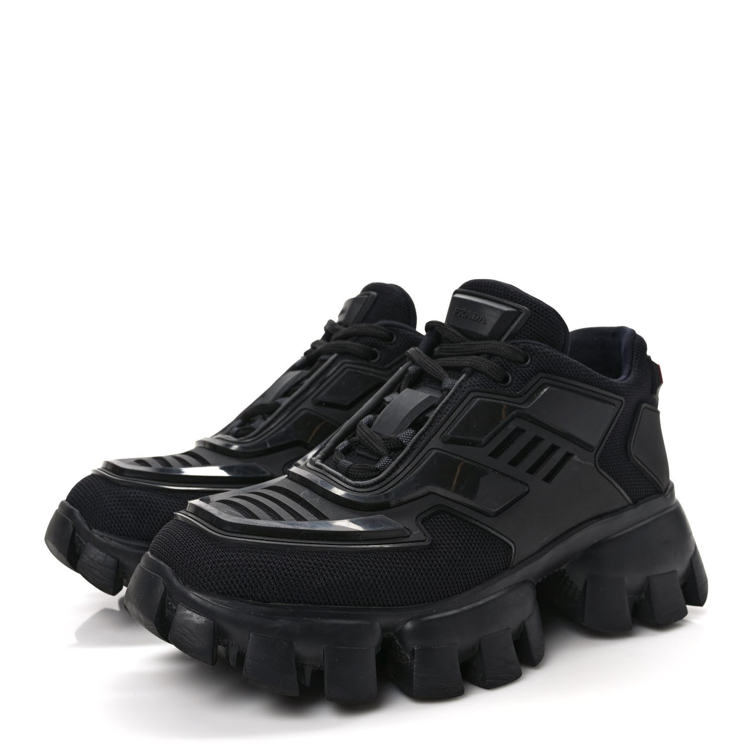 Prada Rubber Technical Knit Fabric Cloudbust Thunder Sneakers 37 Black 3 of 10
