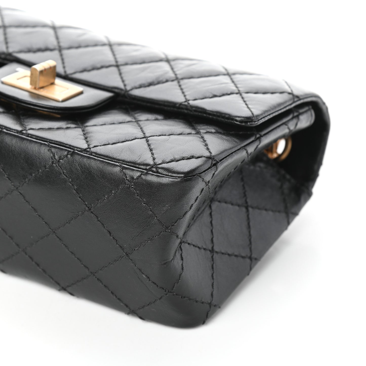 Aged Calfskin Quilted 2.55 Reissue Mini Flap Black