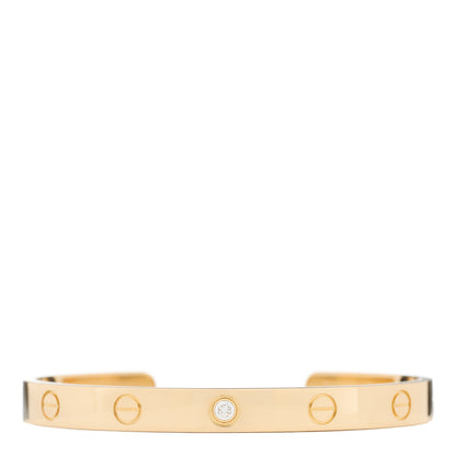 Cartier 18K Yellow Gold 1 Diamond LOVE Cuff Bracelet 17 1 of 3