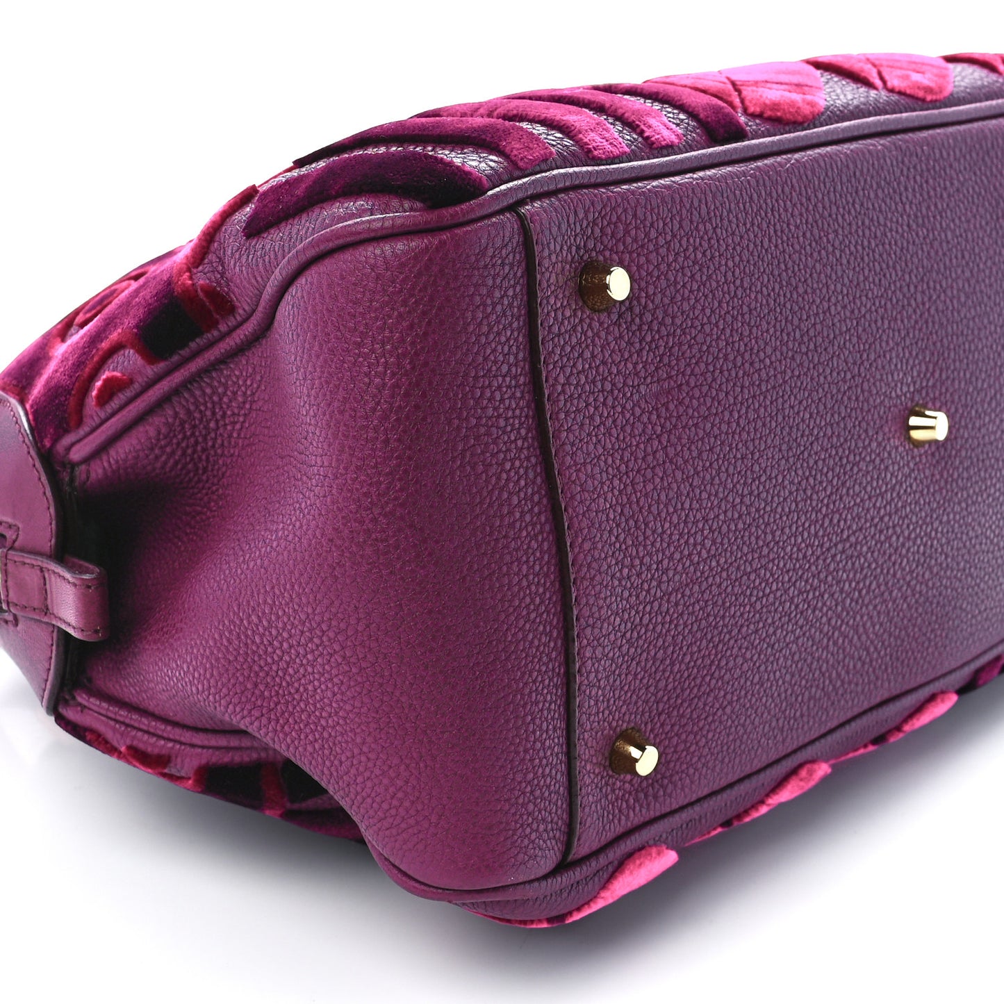 Calfskin Velvet Large Milverton Satchel Elderberry