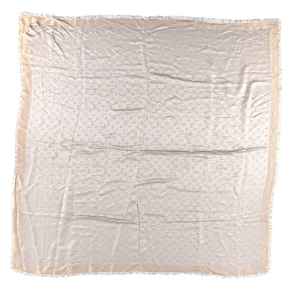 Louis Vuitton Silk Lurex Wool Monogram Shine Shawl Greige 1 of 3