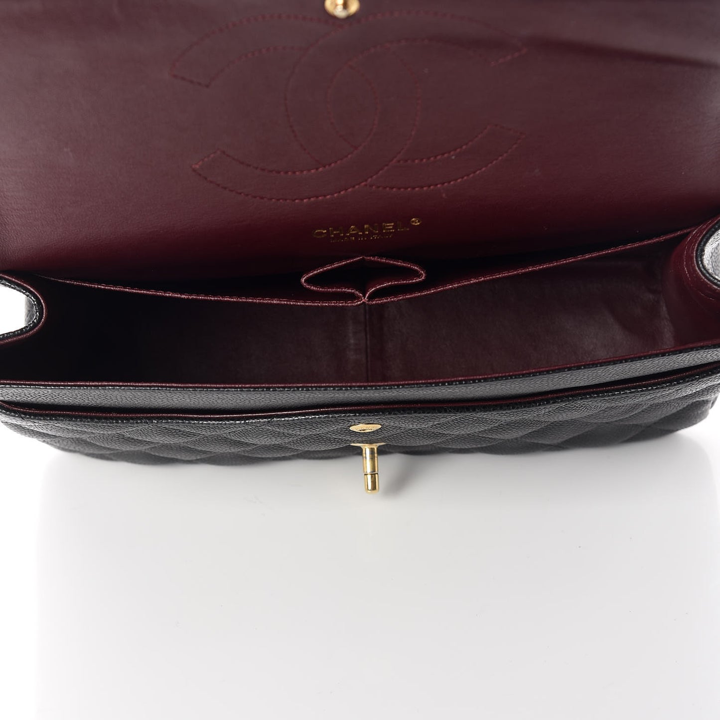 Caviar Quilted Jumbo Double Flap Black