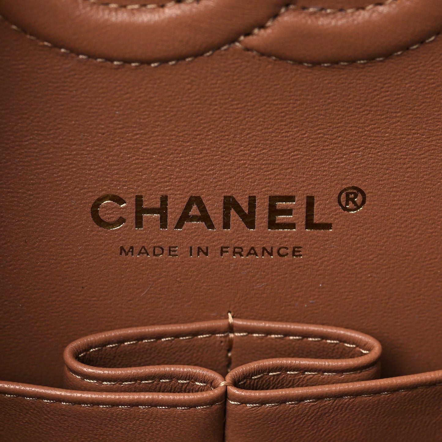 Lambskin Quilted Medium Double Flap Brown