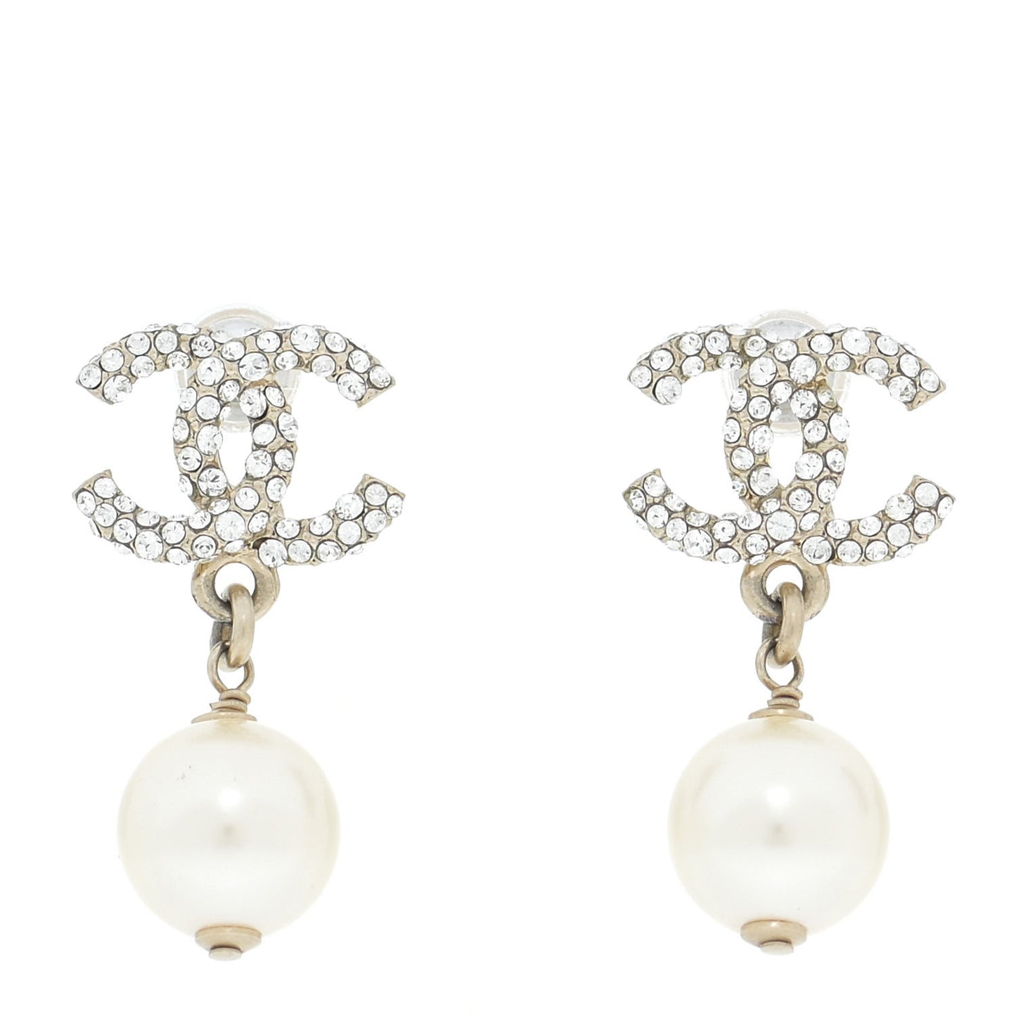 Pearl CC Drop Earrings Gold Silver