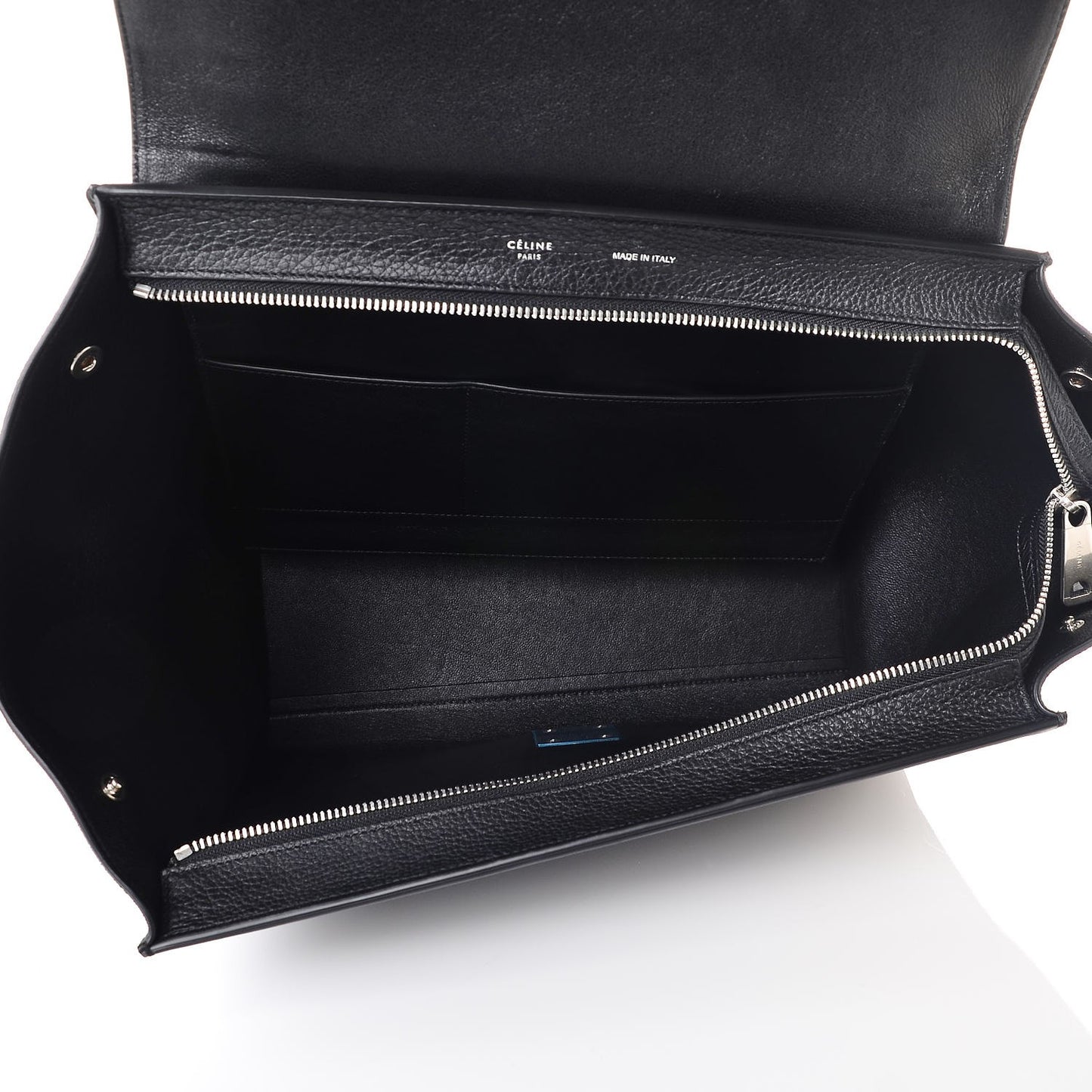 Drummed Calfskin Suede Medium Trapeze Black