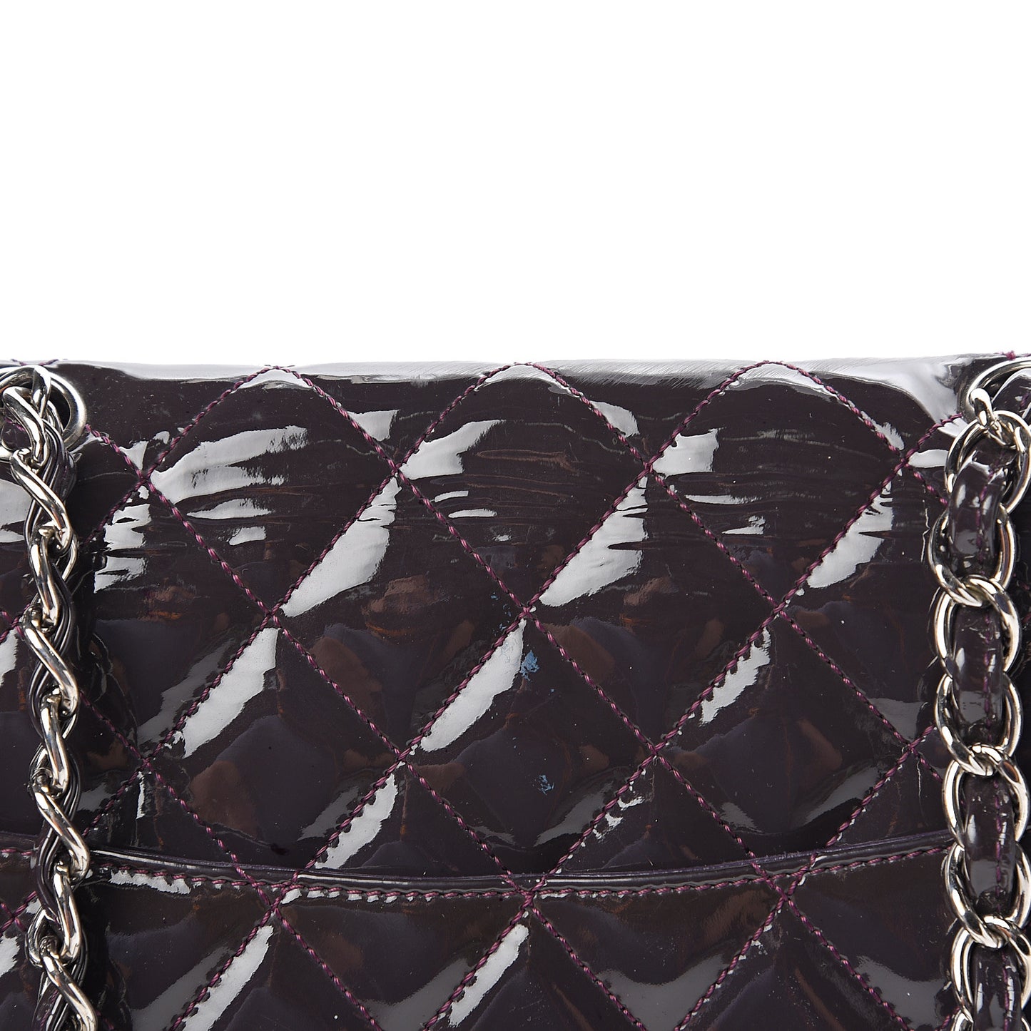 Patent Quilted Jumbo Single Flap Dark Purple