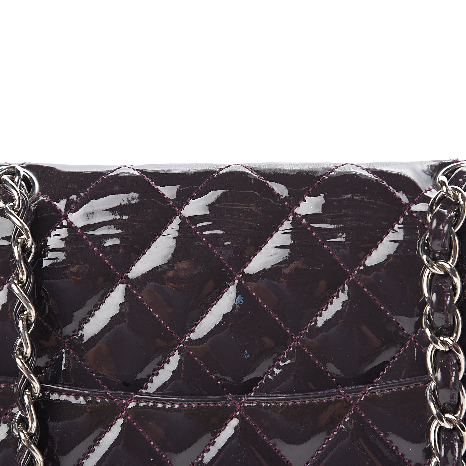 Chanel Patent Quilted Jumbo Single Flap Dark Purple 16 of 17