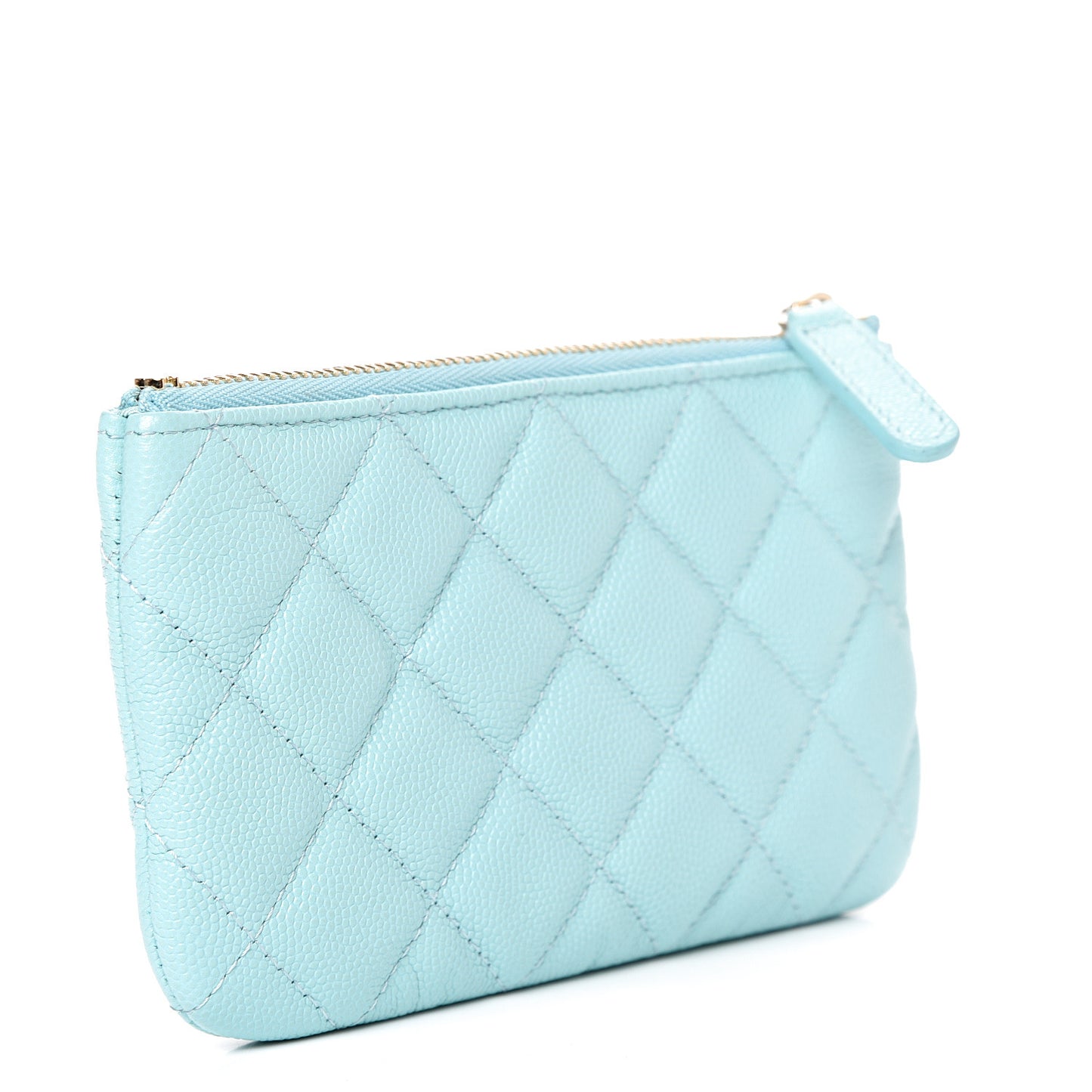 Caviar Quilted Small Cosmetic Case Light Blue