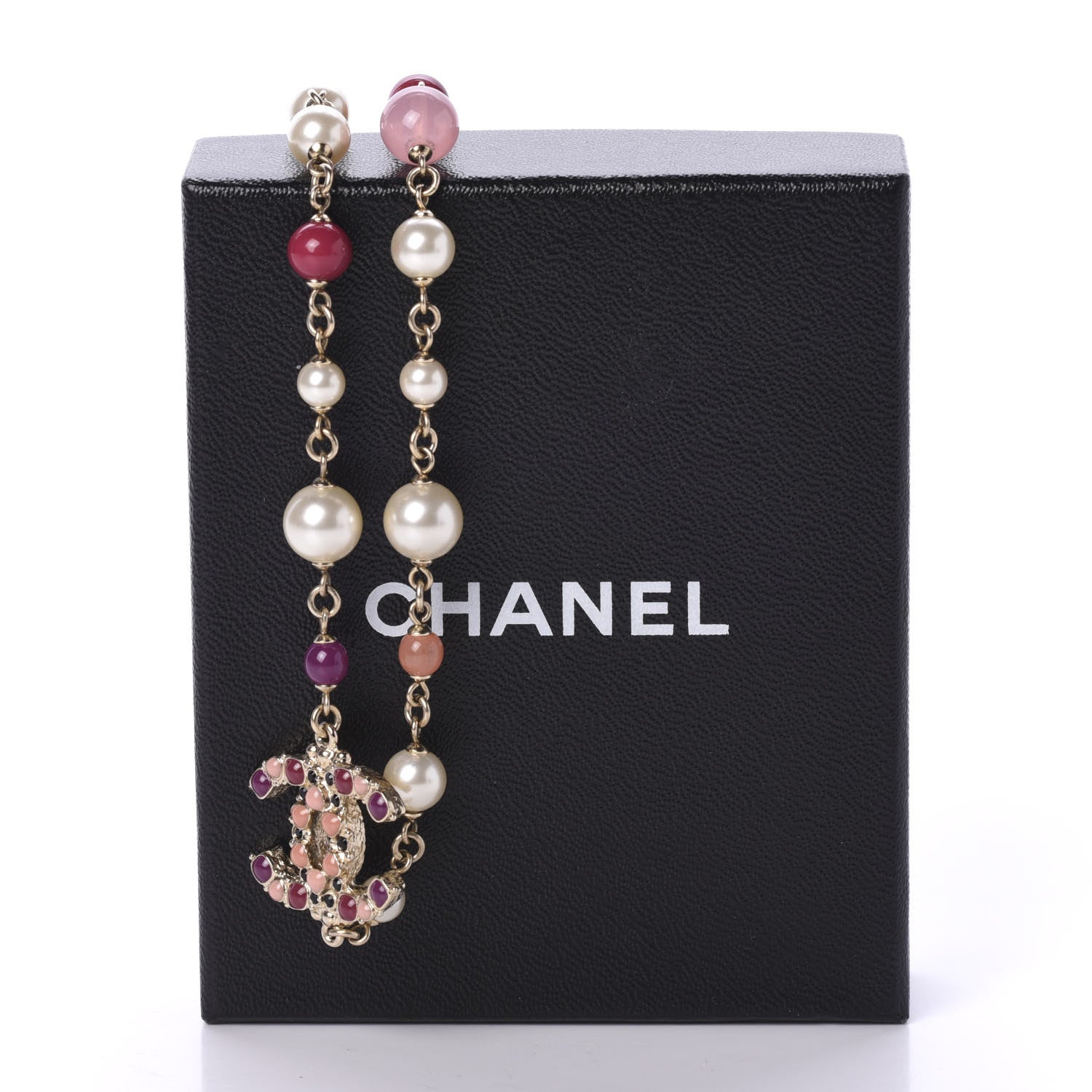 Chanel Pearl Bead Enamel CC Short Necklace Gold Multicolor 6 of 6