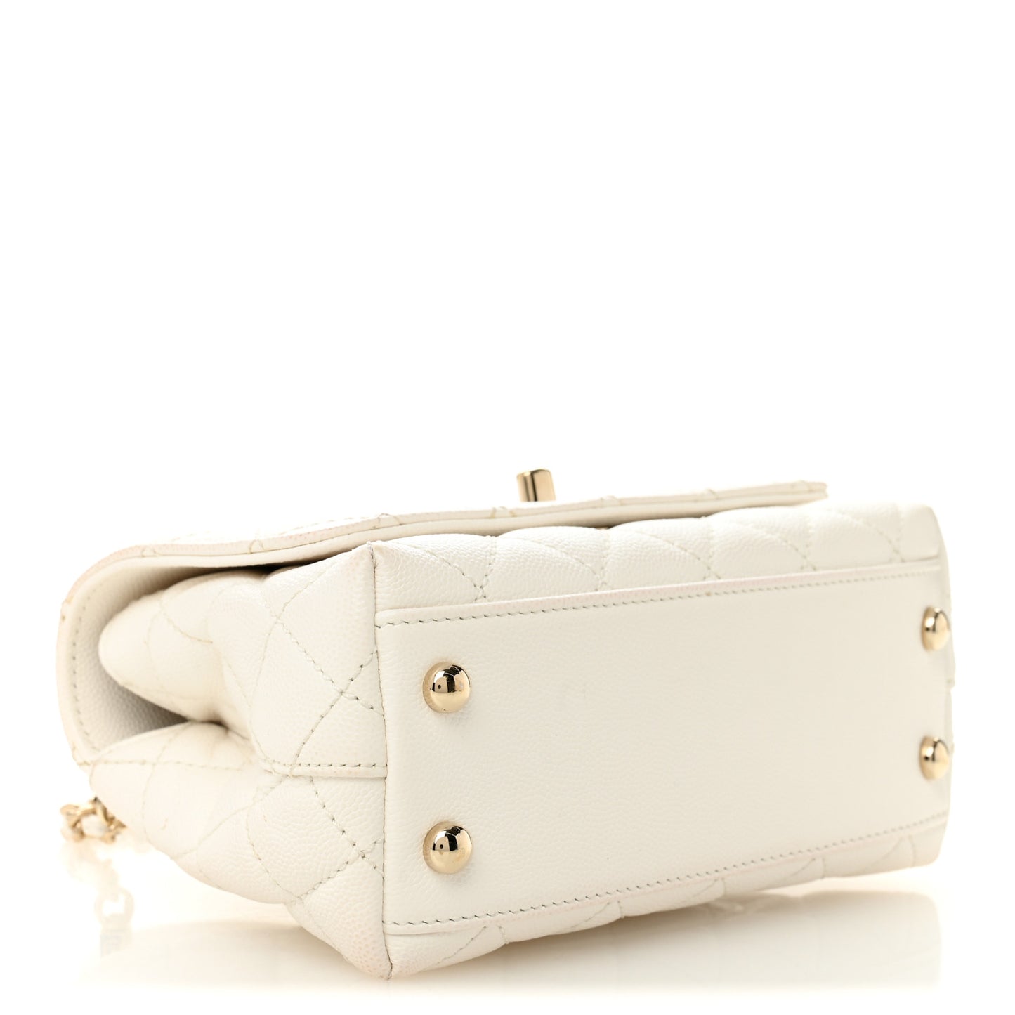 Caviar Quilted Extra Mini Coco Handle Flap White