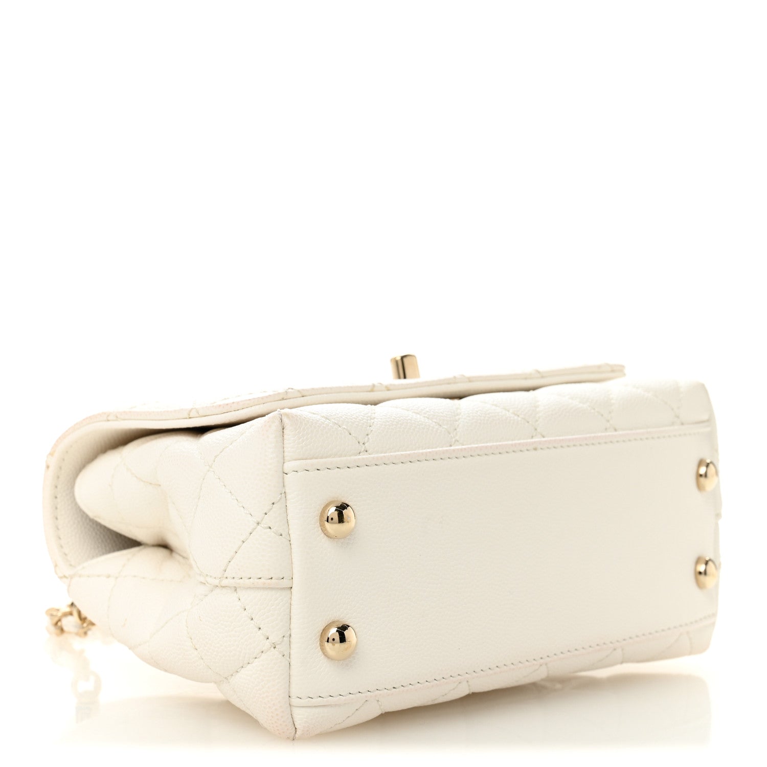Chanel Caviar Quilted Extra Mini Coco Handle Flap White 4 of 12