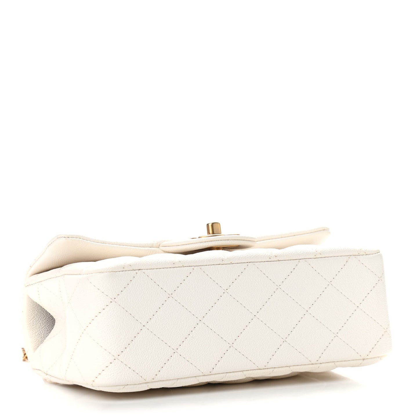 Caviar Quilted Mini Top Handle Rectangular Flap White