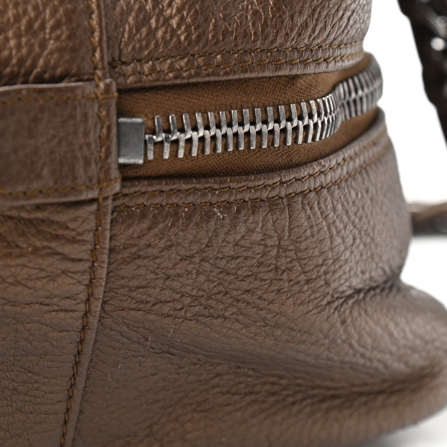 Metallic Deerskin Large Luxe Ligne Bowler Bronze