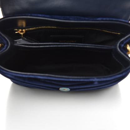 Saint Laurent Velvet Y Quilted Monogram Toy Loulou Crossbody Bag Navy 5 of 7