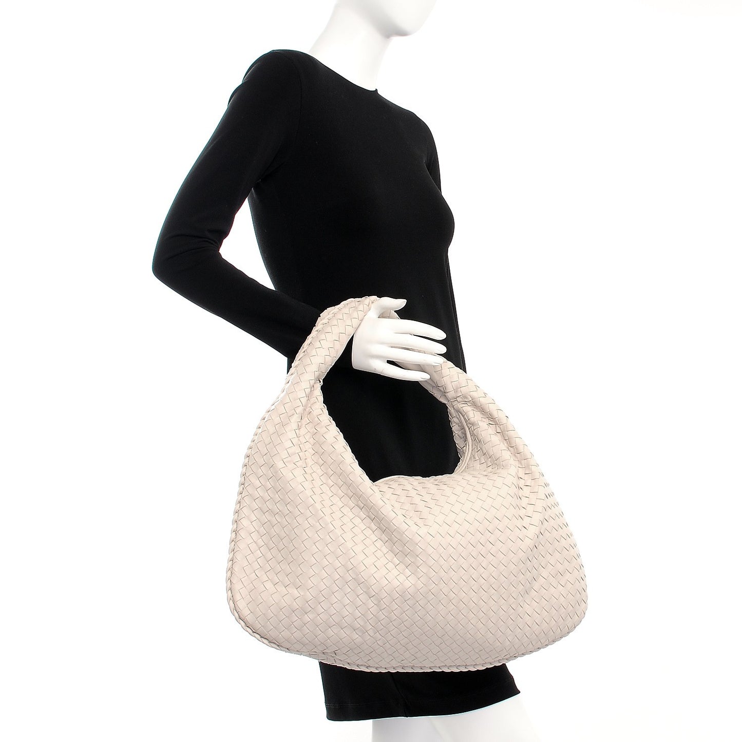 Nappa Intrecciato Maxi Veneta Hobo Mystic White