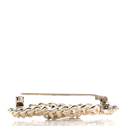 Chanel Crystal Chain CC Brooch Gold 4 of 5