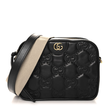 Gucci Calfskin GG Matelasse Shoulder Bag Black Natural 1 of 10