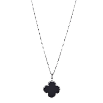 Van Cleef & Arpels 18K White Gold Black Onyx Magic Alhambra Pendant Necklace 1 of 7