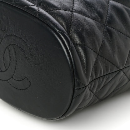 Chanel Lambskin Enamel Quilted Pending CC Bucket Drawstring Bag Black 10 of 15