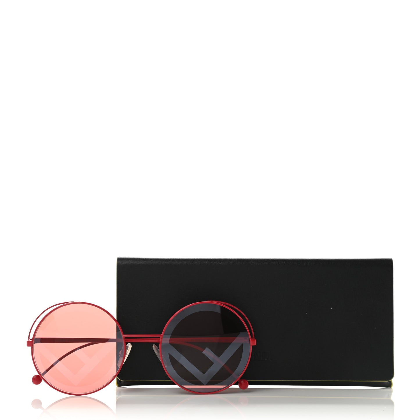 Metal F is Fendi Printed Run Away Round Frame Sunglasses FF 0285/S Red