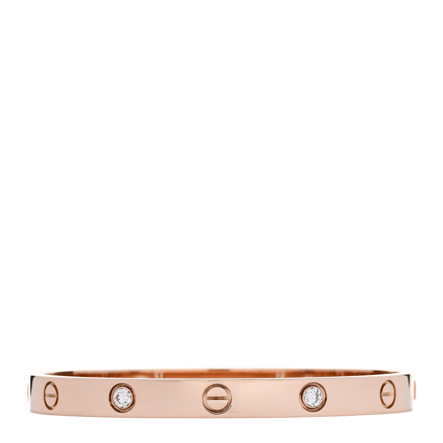 Cartier 18K Pink Gold 4 Diamond LOVE Bracelet 17 1 of 8