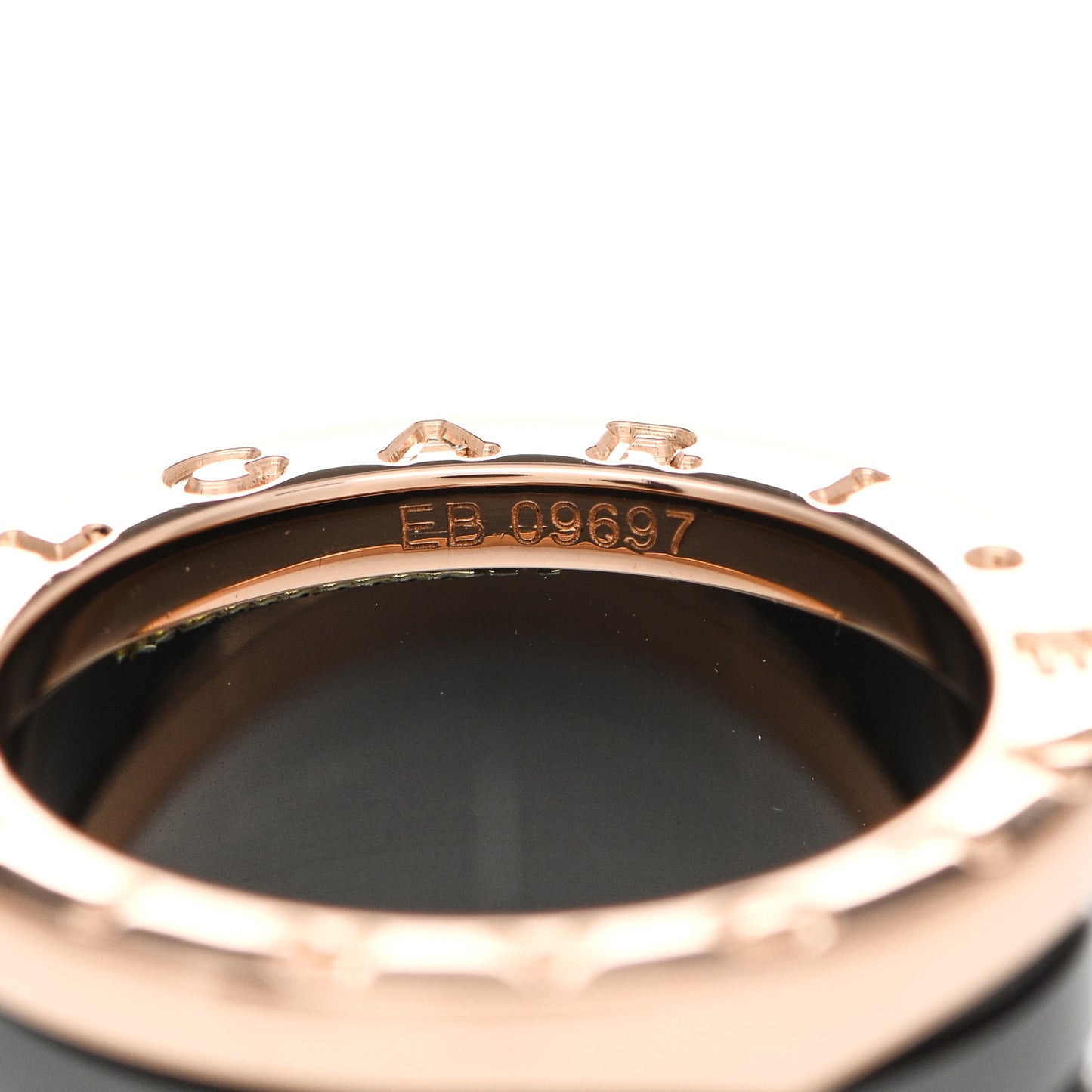 18K Rose Gold Black Ceramic B.Zero1 Four-Band Ring 52 6
