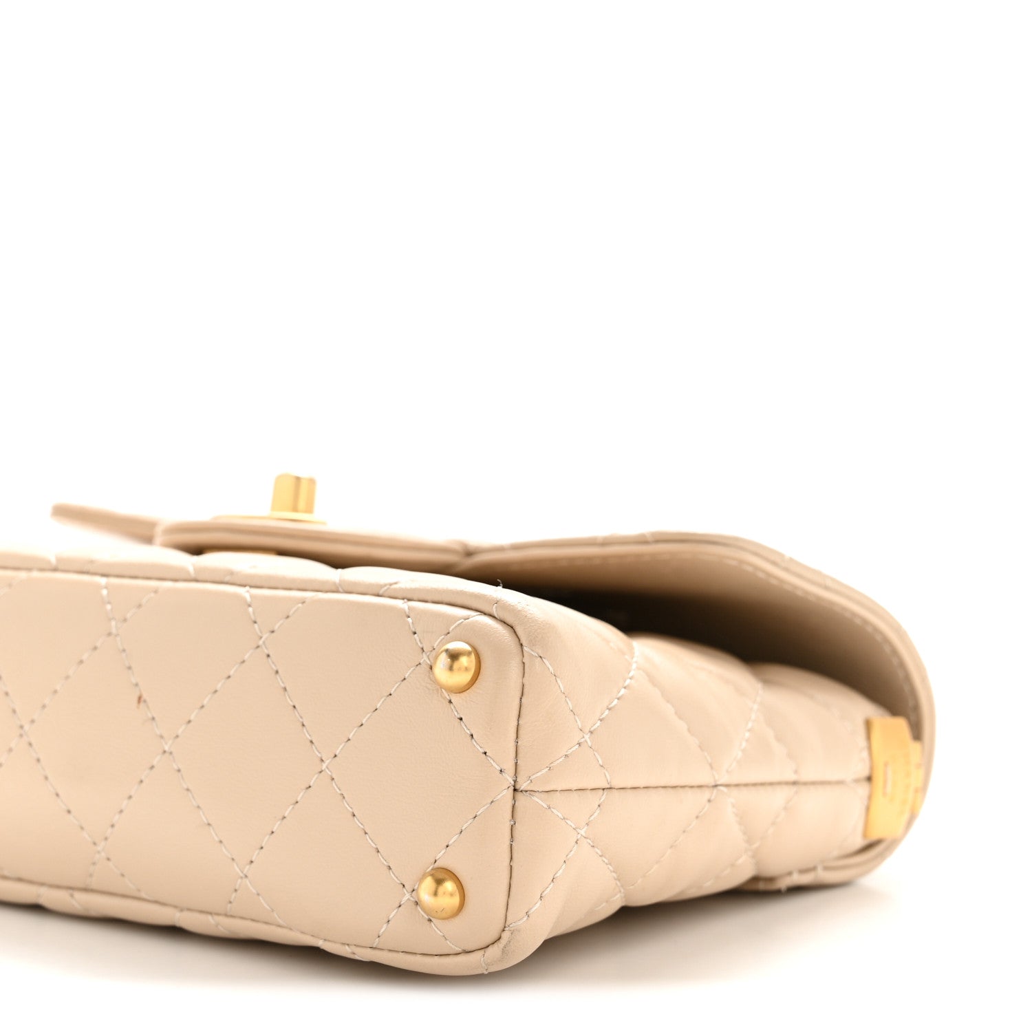 Chanel Lambskin Quilted Small Flap Top Handle Bag Beige 10 of 13