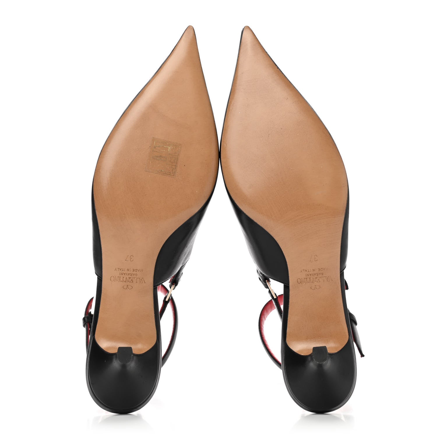 Valentino Garavani Smooth Calfskin Chain Slingback Pumps 37 Black 5 of 10