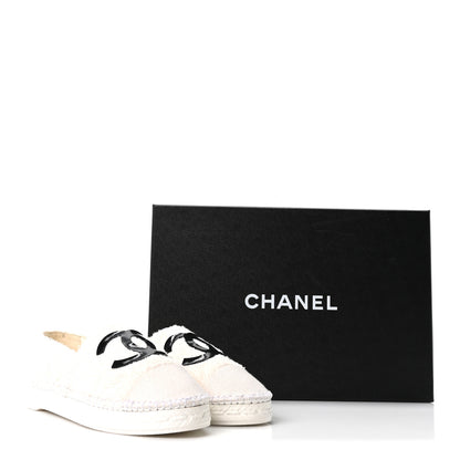 Chanel Tweed Grosgrain Patent CC Espadrilles 35 White Black 10 of 10