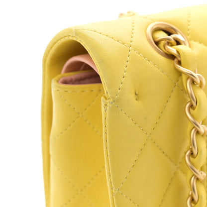 Chanel Lambskin Quilted Medium Double Flap Yellow Pink 11 of 13