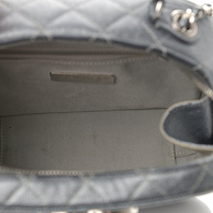 Chanel Metallic Caviar Small Coco Curve Vanity Bag Black Ruthenium Navy Blue Silver 5 of 11