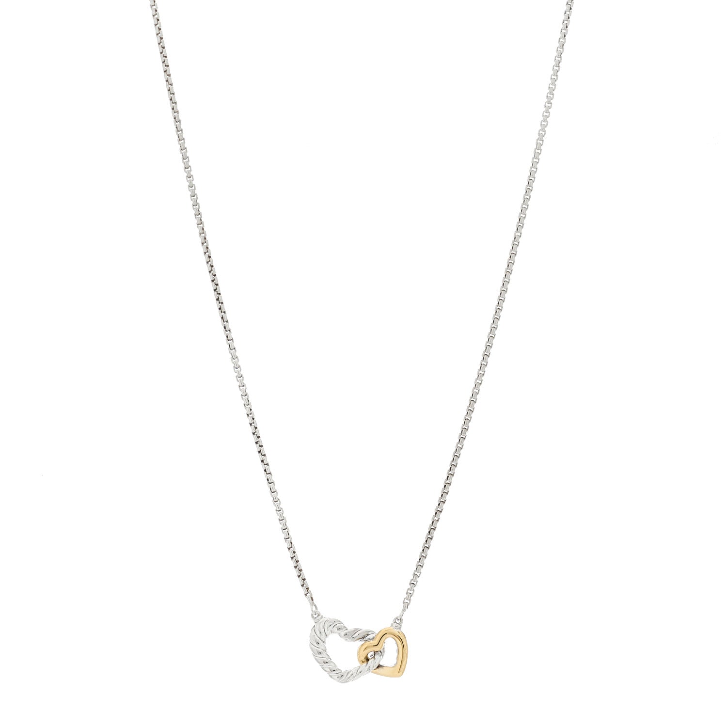 David Yurman Sterling Silver 18K Yellow Gold Belmont Heart Pendant Necklace 1 of 5