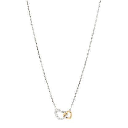 David Yurman Sterling Silver 18K Yellow Gold Belmont Heart Pendant Necklace 1 of 5