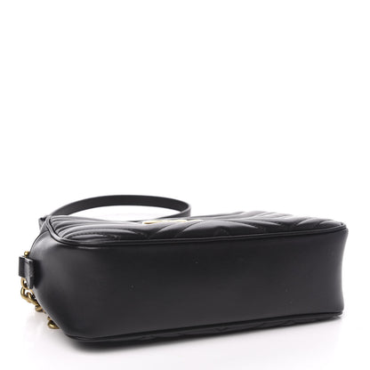 Gucci Calfskin Matelasse Small GG Marmont Chain Shoulder Bag Black 4 of 10