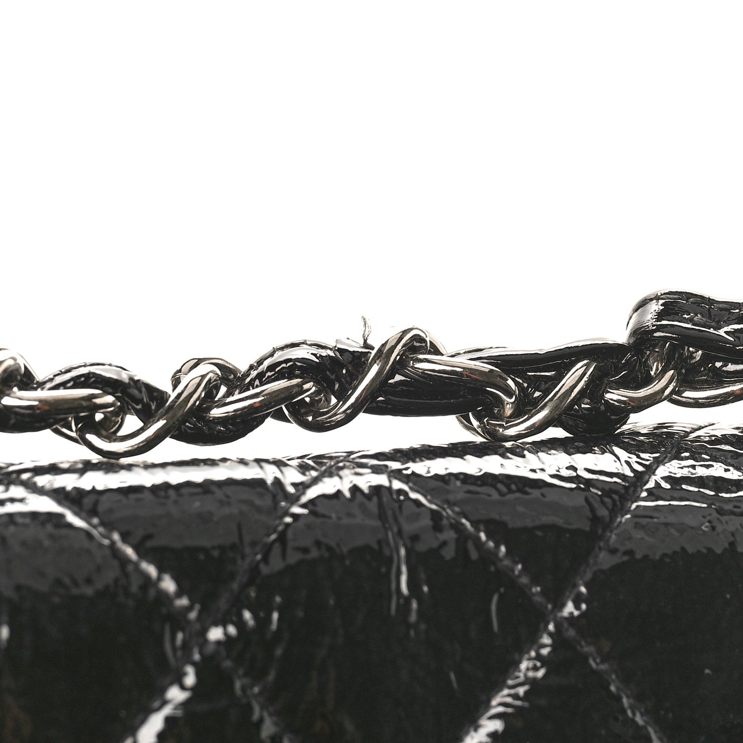 Chanel Distressed Patent Quilted Jumbo Single Flap Black 8 of 13