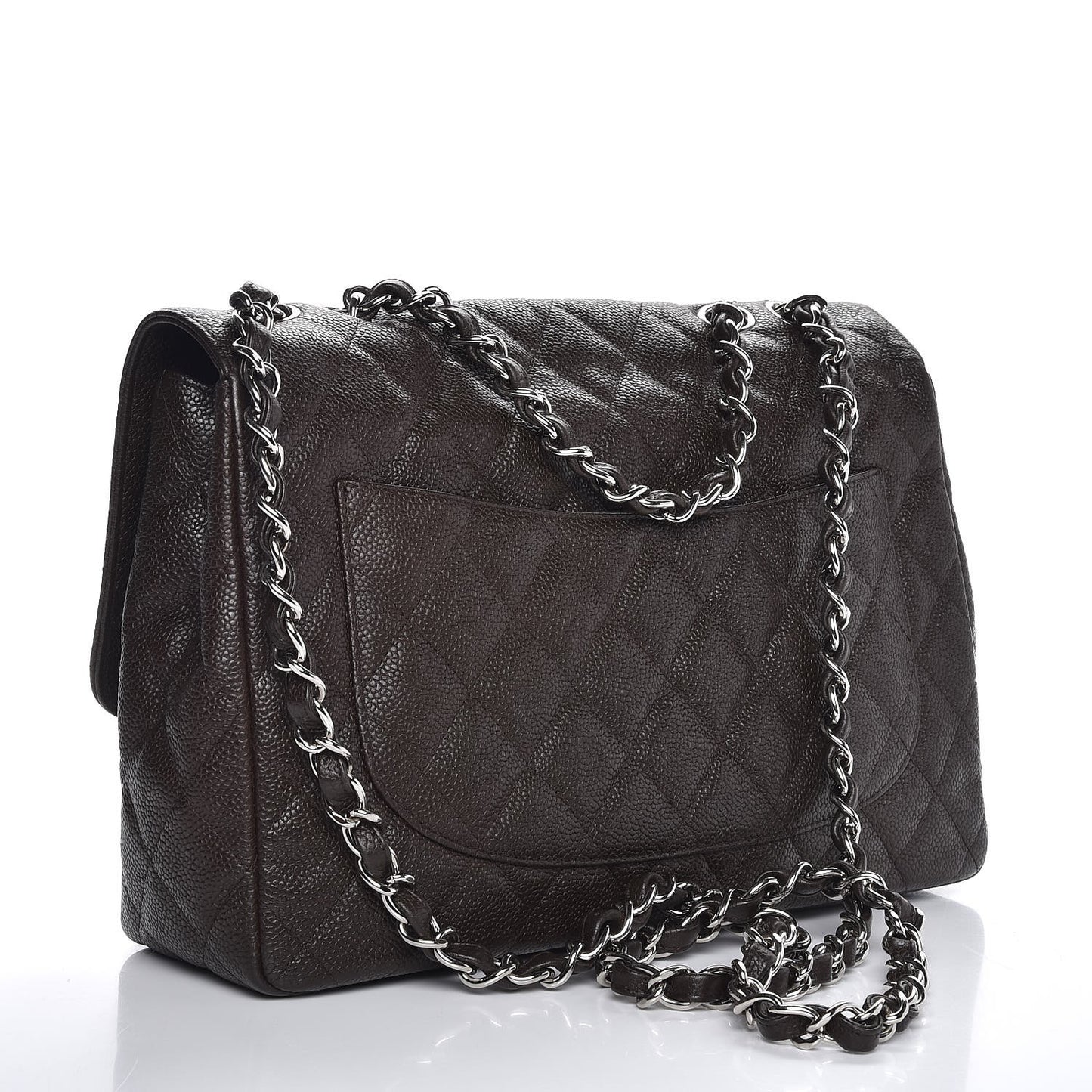 Caviar Quilted Jumbo Single Flap Dark Brown