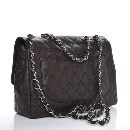 Chanel Caviar Quilted Jumbo Single Flap Dark Brown 4 of 9