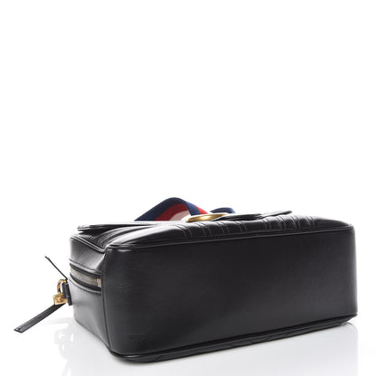 Gucci Calfskin Matelasse Sylvie Web Small GG Marmont Top Handle Shoulder Bag Black 4 of 10