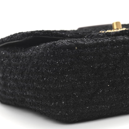 Chanel Tweed Quilted Mini Crystal CC Square Flap Black 9 of 11